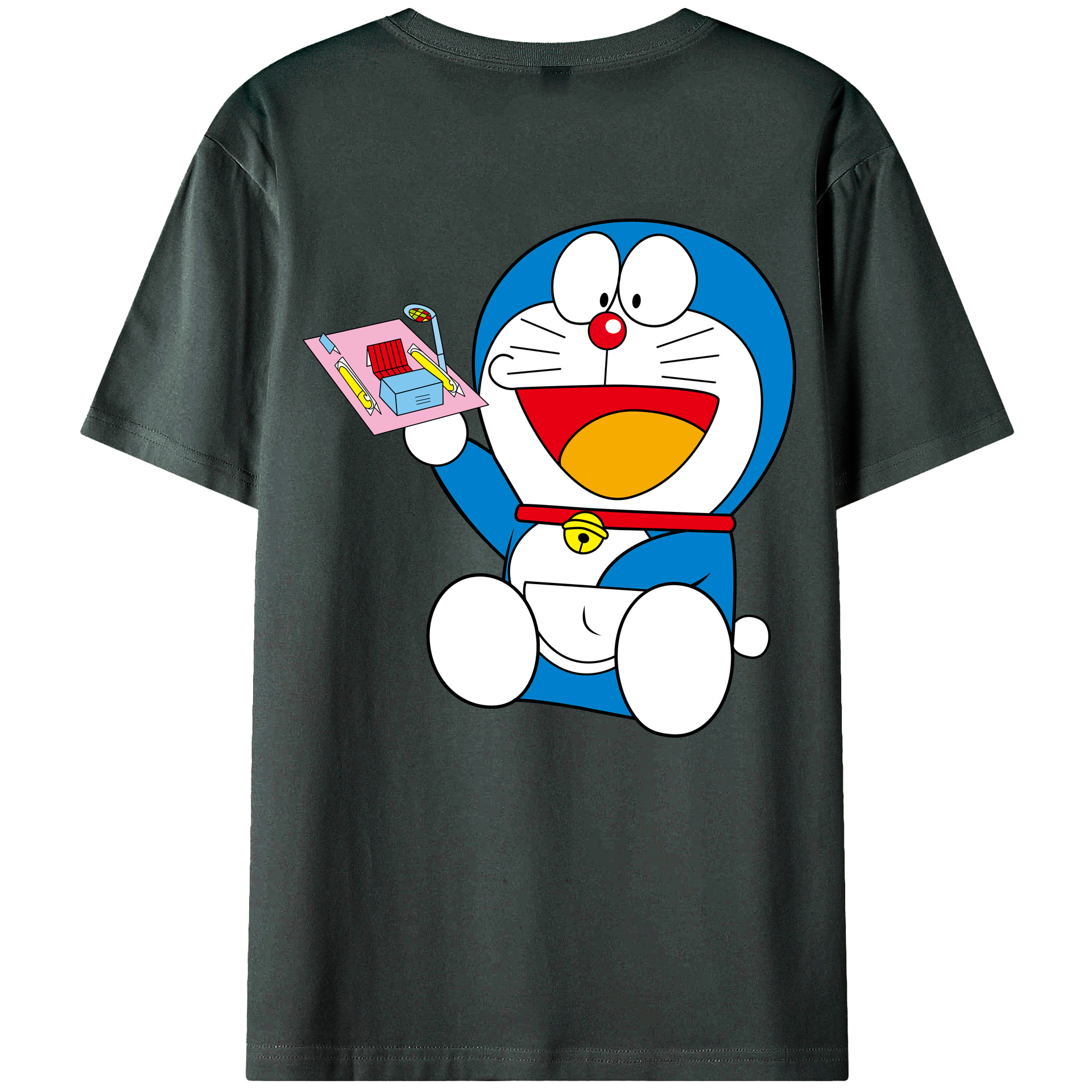 （画像用） ドラえもん Doraemon 綿100％ メンズ半袖Tシャツ（バックプリント） 通気性